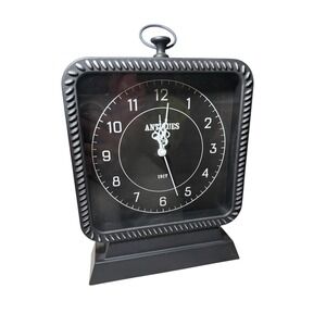 Black Desk Tabletop Clock Vintage Style Antiques 1917